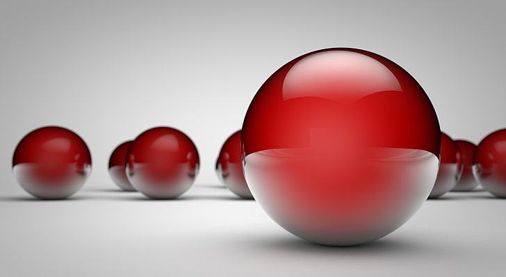 Shiny Red Balls Field, red pokeball graphics, Artistic, 3D, white, HD wallpaper