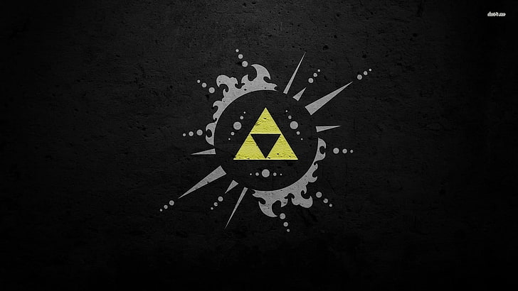 round black and triangular yellow logo, The Legend of Zelda, Nintendo