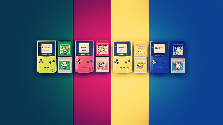 Blastoise, Charizard, Colorful, gameboy, Pikachu, Pokemon First Generation