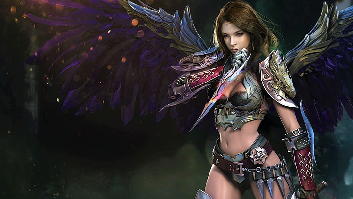 Fantasy, Angel Warrior, Dagger, Girl, Weapon, Woman, HD wallpaper