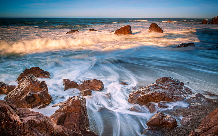 Pacific Ocean Coast Reef Waves Red Rock Landscapes For Android Wallpapers For Your Desktop Or Mobile Phone 3840×2400