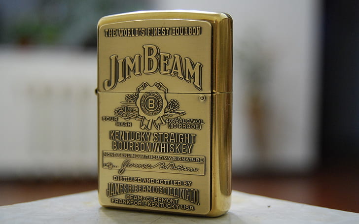 Jim Beam Zippo Lighter, gold, HD wallpaper