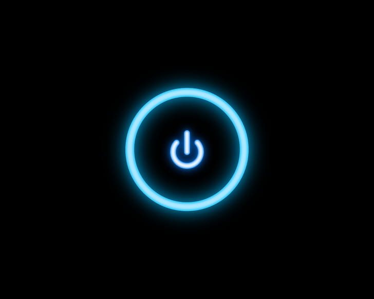 blue power button, light, Technology, HD wallpaper