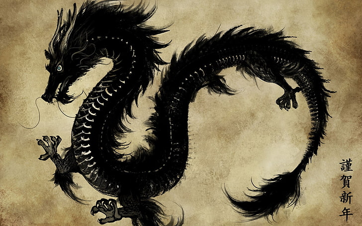 dragon, Chinese, fantasy art, creativity, indoors, art and craft, HD wallpaper