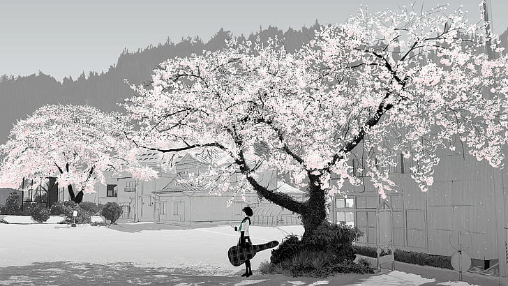 anime, anime girls, cherry blossom