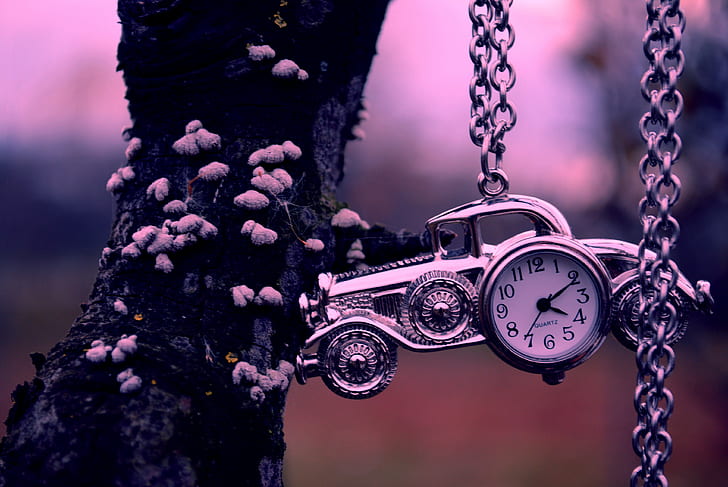 watches, cars, machines, silver coloured classic car pocket watch, HD wallpaper