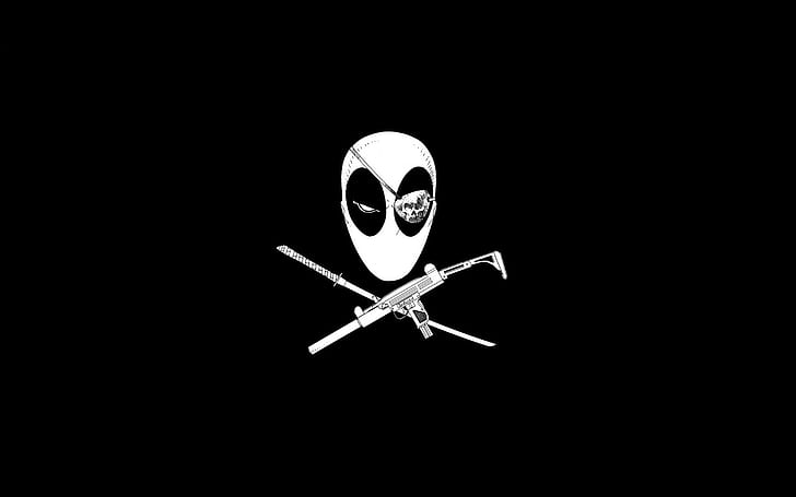 Deadpool Pirate BW Black HD, cartoon/comic, HD wallpaper