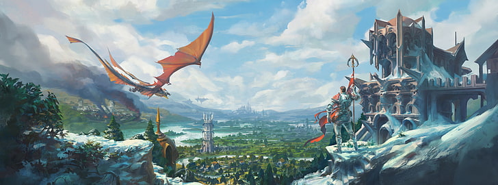 RuneScape Temple Knight, Dragon, game digital wallpaper, Games