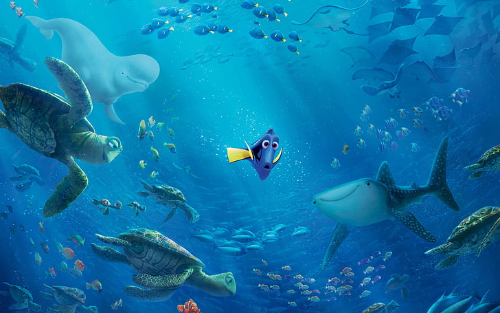 Dory from Finding Dory wallpaper, sea, fish, bubbles, the ocean