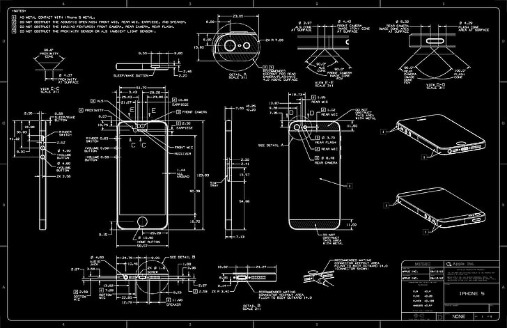 smartphone diagram blueprint, Apple Inc., iPhone, diagrams, blueprints, HD wallpaper