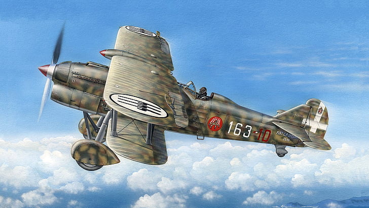 Fiat, Regia Aeronautica, CR.32, single-metal fighter-biplane, HD wallpaper