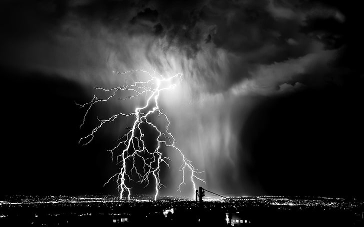 lightning photo, photography, urban, city, cityscape, lights, HD wallpaper
