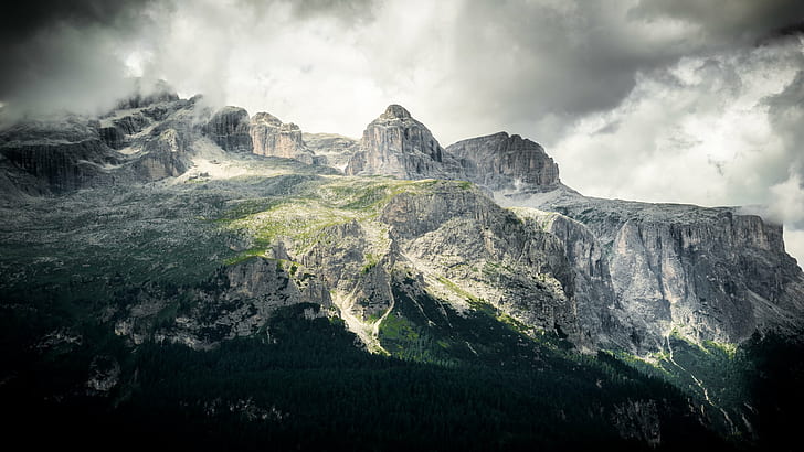 rocky mountain during cloudy day, dolomites, italy, dolomites, italy