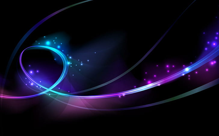 Mac, purple and blue decor, lights, space, colors, 3d and abstract, HD wallpaper