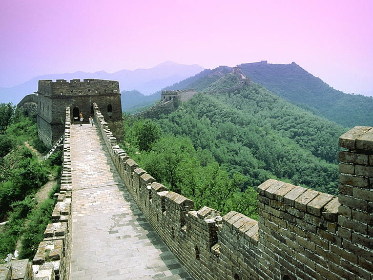 Great Wall of China, mountains, forest, HD wallpaper