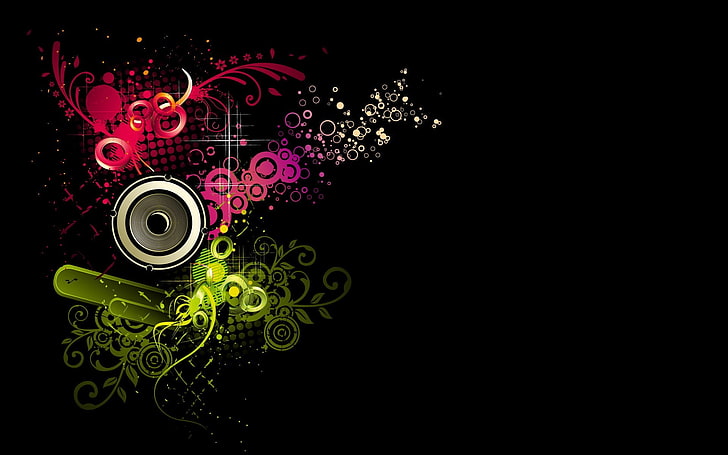 green, pink, red, and white floral speaker digital wallpaper, HD wallpaper