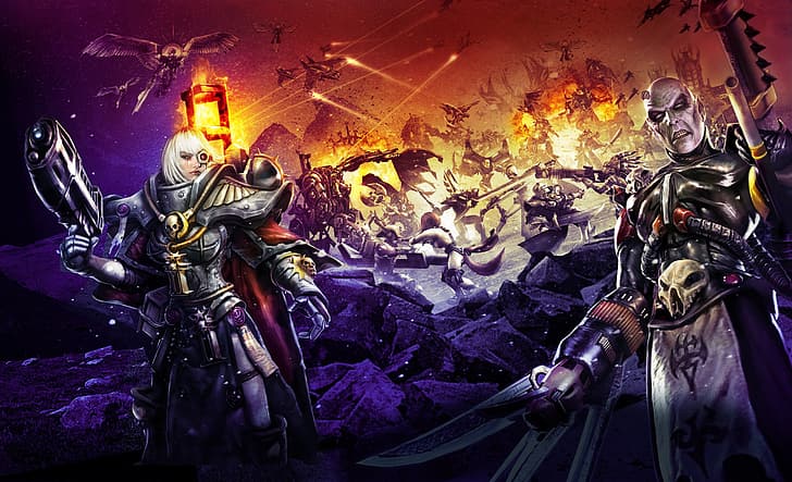 game, chaos, war, Adept Sororitas, demons, Warhammer 40 000, HD wallpaper
