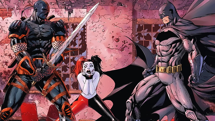 Batman wallpaper, Deathstroke, Harley Quinn, DC Comics, representation, HD wallpaper