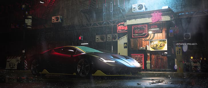 Pang Zaizhi, science fiction, Lamborghini Centenario, car, supercars, HD wallpaper