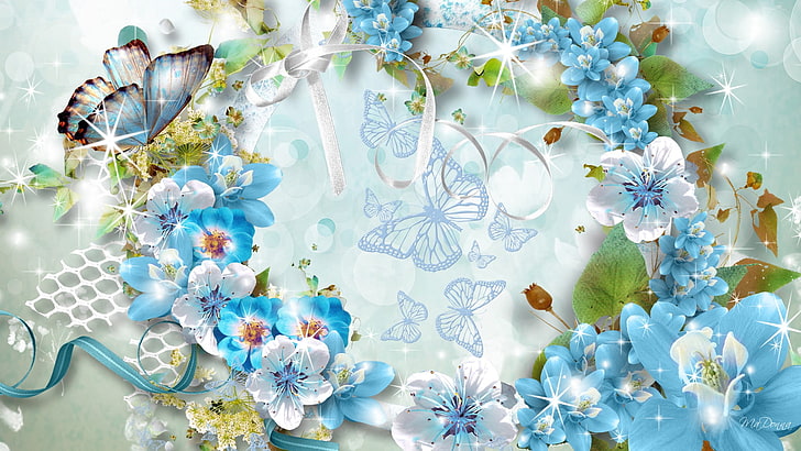 blue butterfly Butterfly Blues III Abstract Other HD Art, Flowers, HD wallpaper
