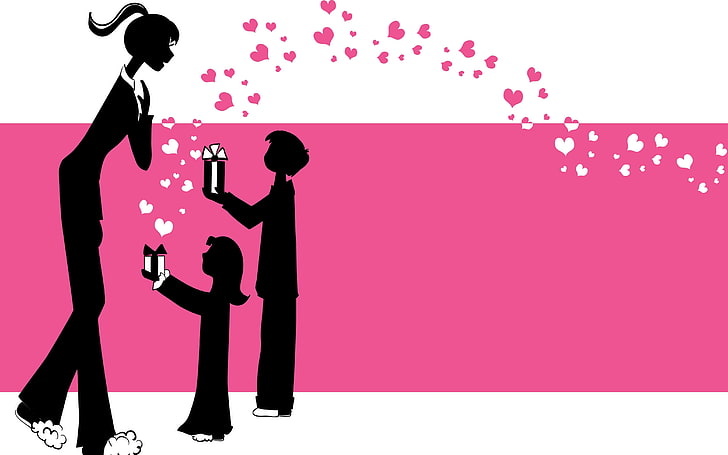 Gifts. 4K, Happy Mothers Day, Wishes, silhouette, people, real people, HD wallpaper
