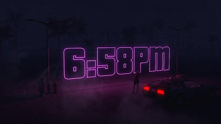 Auto, Night, Music, Time, Machine, Style, Background, DeLorean DMC-12