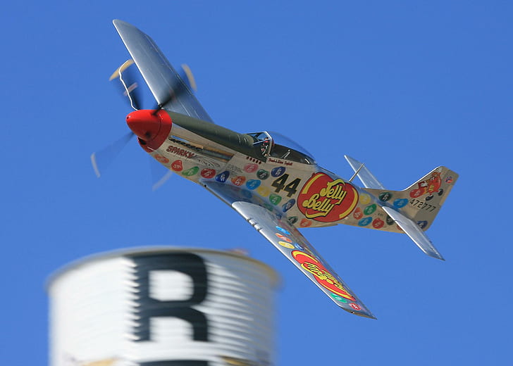 Jelly Belly Racer, north, mustang, american, wwii, p-51, reno, HD wallpaper
