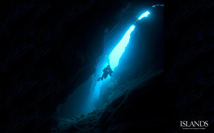 cave, diver, diving, ocean, scuba, sea, underwater