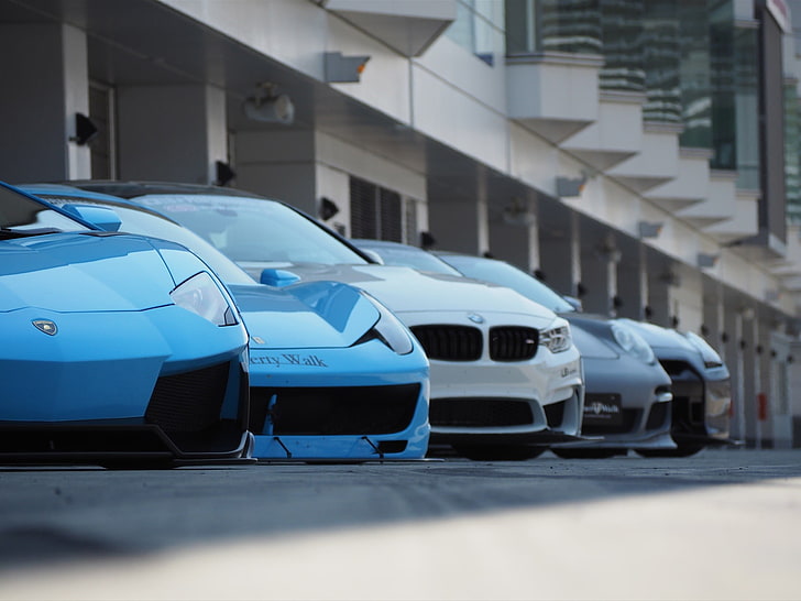 five assorted-color cars, Lamborghini, Lamborghini Aventador, HD wallpaper