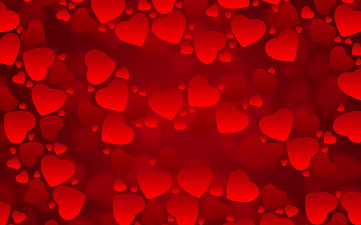 red heart print graphic wallpaper, vector art, shapes, Valentine's Day