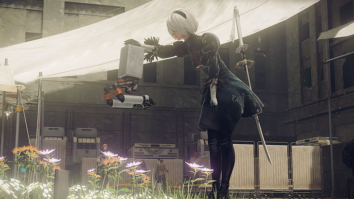 Nier: Automata, Game CG, 2B, video games, real people, one person