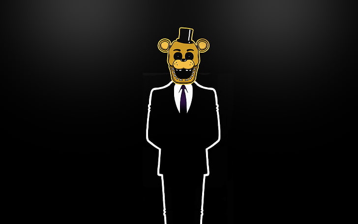 anthropomorphic illustration, #Gold Freddy, #Minimalism, #FNAF