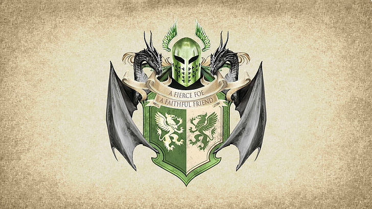 green and black gladiator with wings logo, Game of Thrones, artwork