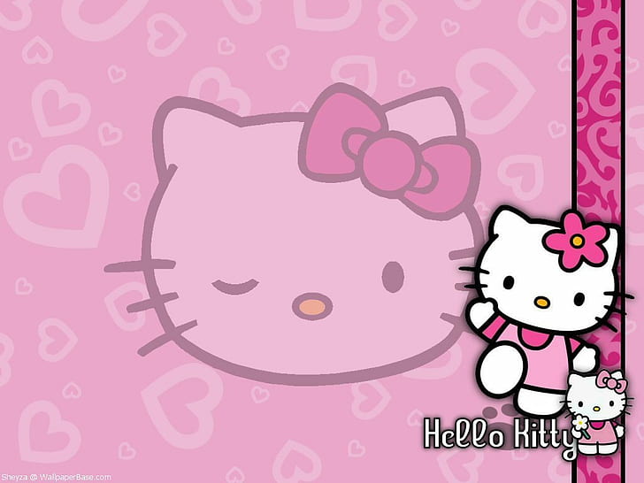 cute, hello kitty, kitten, pink, HD wallpaper