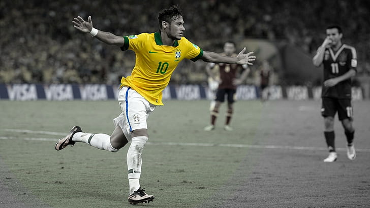brazil, Neymar, Selective Coloring, soccer, HD wallpaper