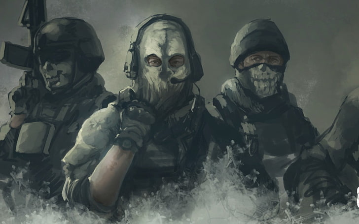 Call of Duty Ghost digital wallpaper, ghosts, art, army, armed Forces