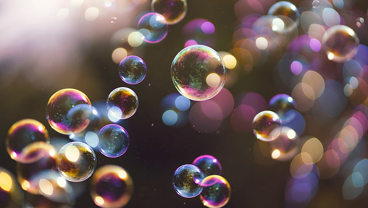 outdoors, bubbles, depth of field, bokeh, photography, multi colored, HD wallpaper