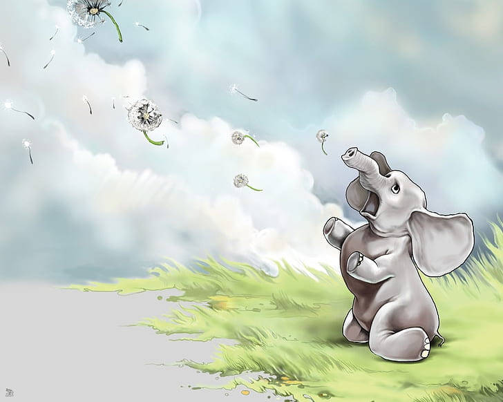 HD wallpaper: animals, cartoon, cute, elephants | Wallpaper Flare