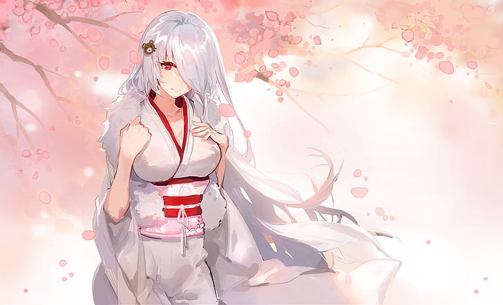 HD wallpaper: Anime, Original, Cherry Blossom, Girl, Japanese Clothes, Long  Hair | Wallpaper Flare