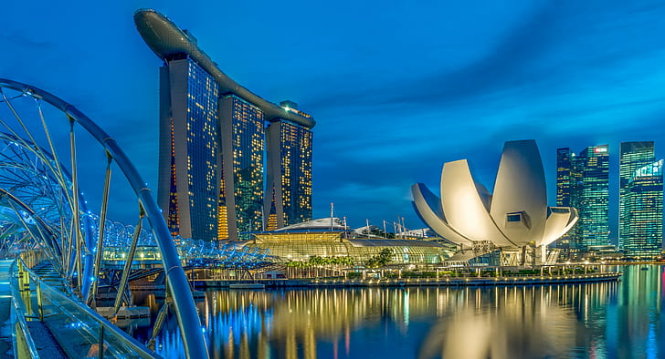 HD wallpaper: Singapore, bridge, lights, home, night, the hotel | Wallpaper  Flare