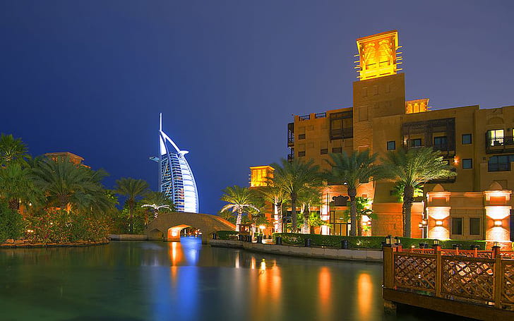 Dubai At Night Restaurants In Souk Madinat Jumeirah Dubai United Arab Emirates Hd Wallpaper 1920×1200