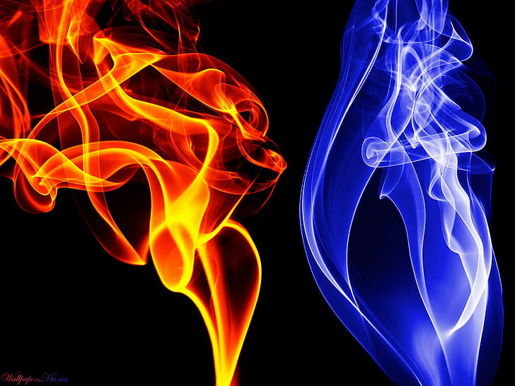 fire, blue flames