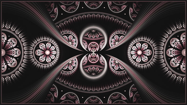 black and brown mandala print digital wallpaper, circles, lines