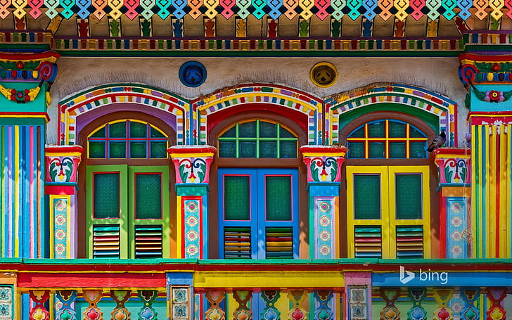 colorful, building, Singapore, window, architecture, HD wallpaper