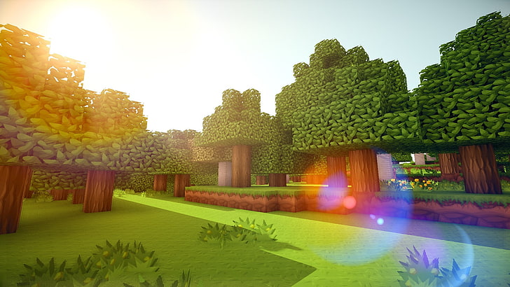 minecraft background  for computer, plant, green color, architecture, HD wallpaper