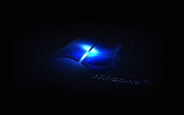 Windows 7 Dark Black Blue, Windows 7 wallpaper, Computers, illuminated, HD wallpaper