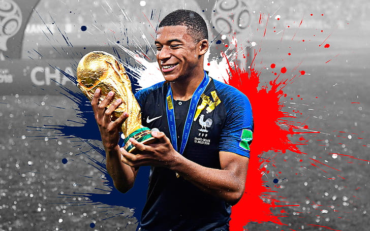 Soccer, Kylian Mbappé, French, World Cup 2018, HD wallpaper