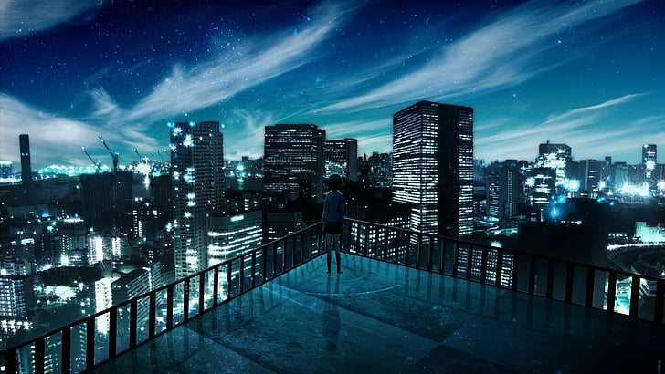 HD wallpaper: city, night, light, anime | Wallpaper Flare