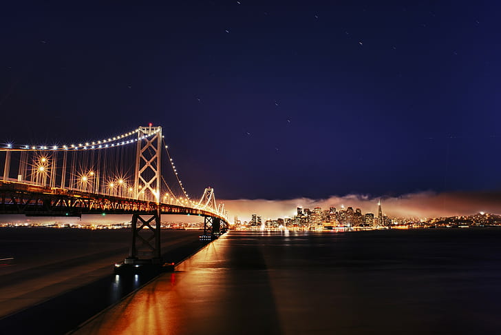San Francisco, California, beesting bridge, USA, river, lights