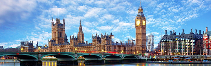 Big Ben, London, city, bridge, Westminster, multiple display, HD wallpaper